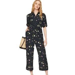 THAKOON COLLECTION x RTR Womens Collared Jumpsuit Navy Floral Size 6